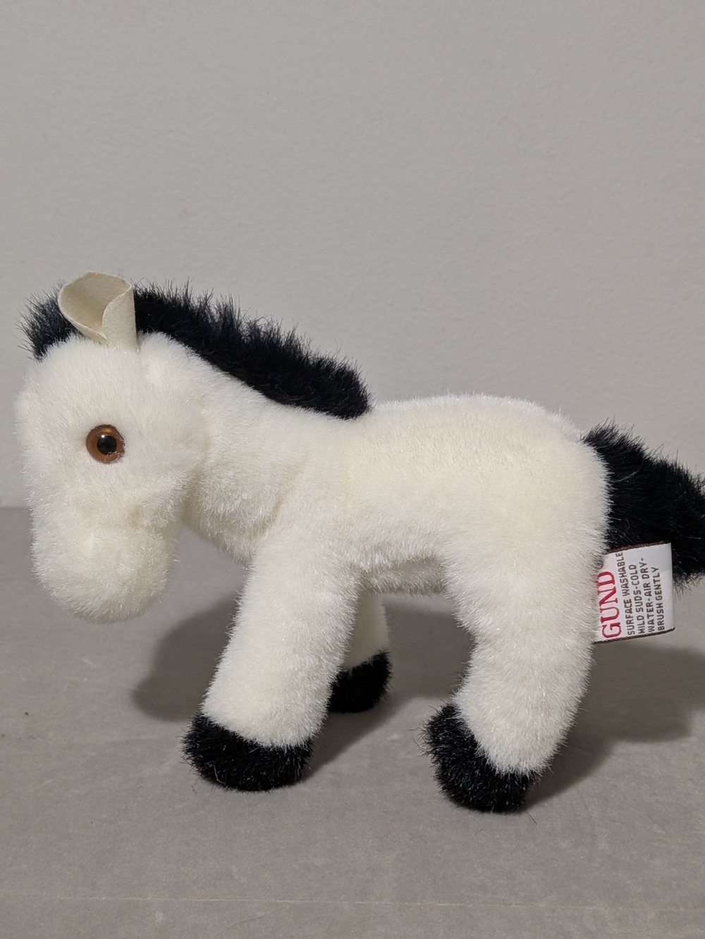 Vintage GUND White and Black Plush Horse